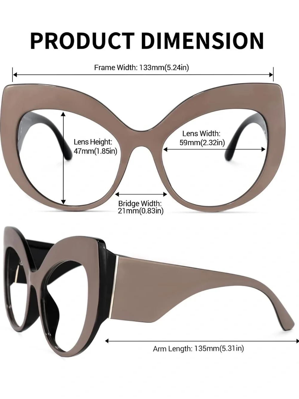 VOOGLAM Voogueme Cat Eye Blue Light Blocking Glasses in Khaki Color